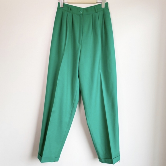 VINTAGE MR.JAX Pure Virgin Wool Green Trousers - Picture 2 of 6